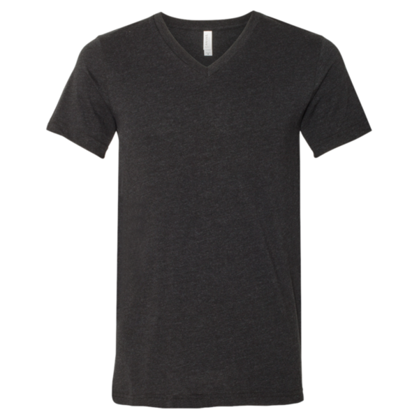 Bella + Canvas Heather CVC V-Neck Tee, Black Heather, Front view