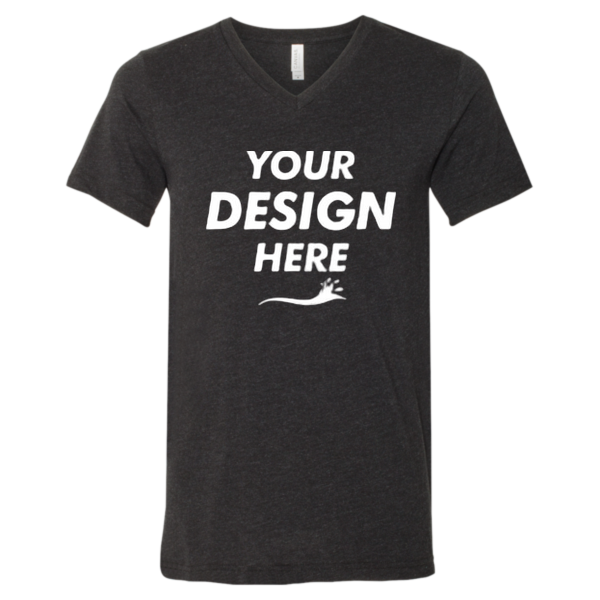 Bella + Canvas Heather CVC V-Neck Tee, Black Heather, Front view, Mockup