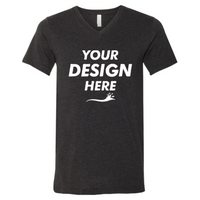 Bella + Canvas Heather CVC V-Neck Tee, Black Heather, Front view, Mockup