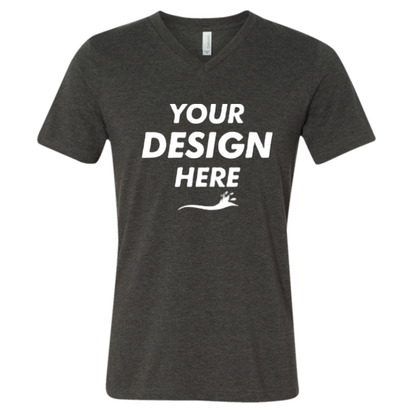 Bella + Canvas Heather CVC V-Neck Tee, Dark Grey Heather, Front view, Mockup