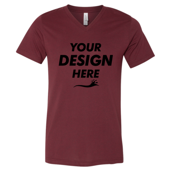Bella + Canvas Heather CVC V-Neck Tee, Heather Cardinal, Front view, Mockup