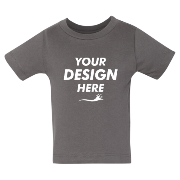 Bella + Canvas Infant Jersey Tee, Asphalt, Front view, Mockup
