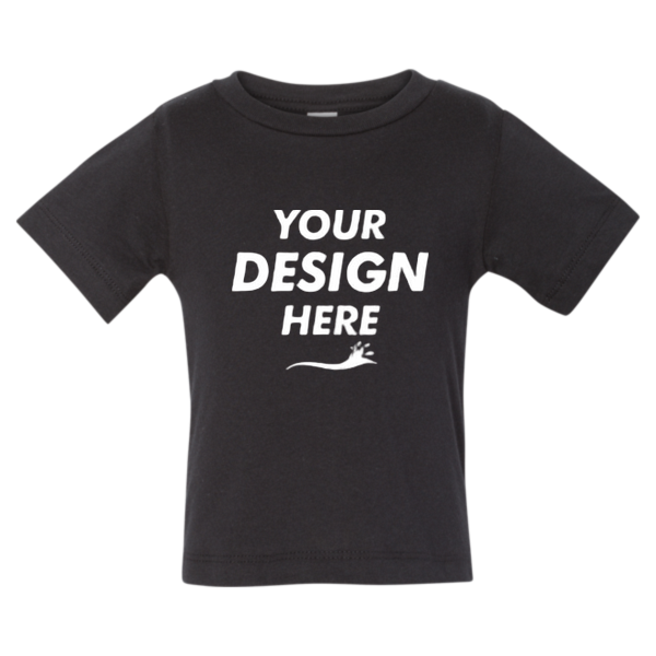 Bella + Canvas Infant Jersey Tee, Black, Front view, Mockup