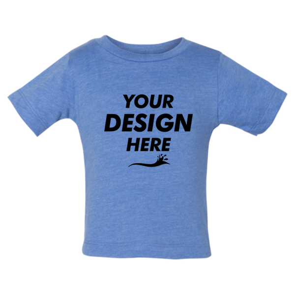 Bella + Canvas Infant Jersey Tee, Heather Columbia Blue, Front view, Mockup