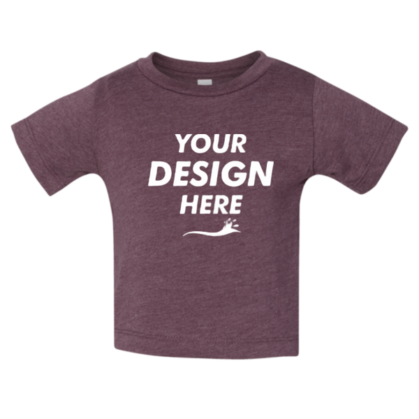 Bella + Canvas Infant Jersey Tee, Heather Maroon, Front view, Mockup