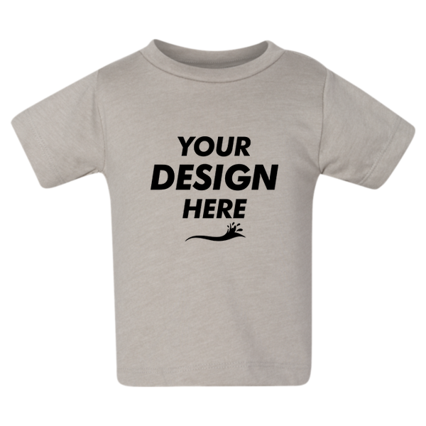 Bella + Canvas Infant Jersey Tee, Heather Stone, Front view, Mockup