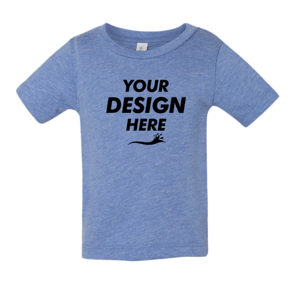 Bella + Canvas Infant Triblend Tee, Blue Triblend, Front view, Mockup