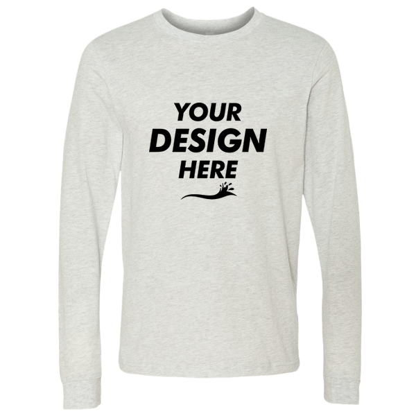 Bella + Canvas Jersey Long Sleeve Tee, Ash, Front view, Mockup