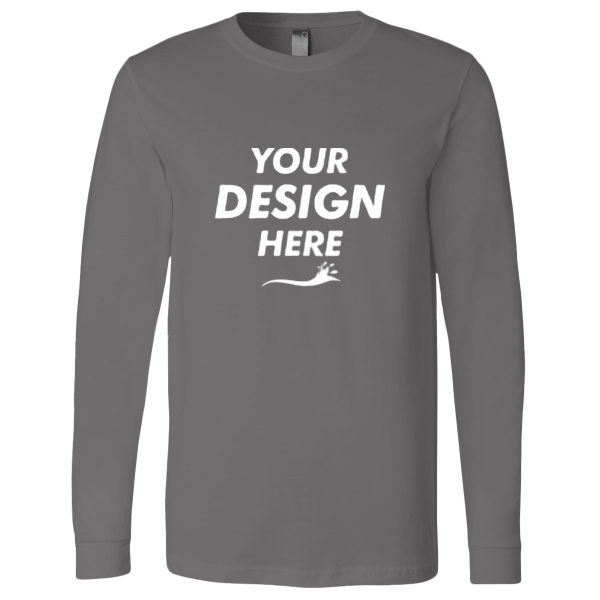 Bella + Canvas Jersey Long Sleeve Tee, Asphalt, Front view, Mockup