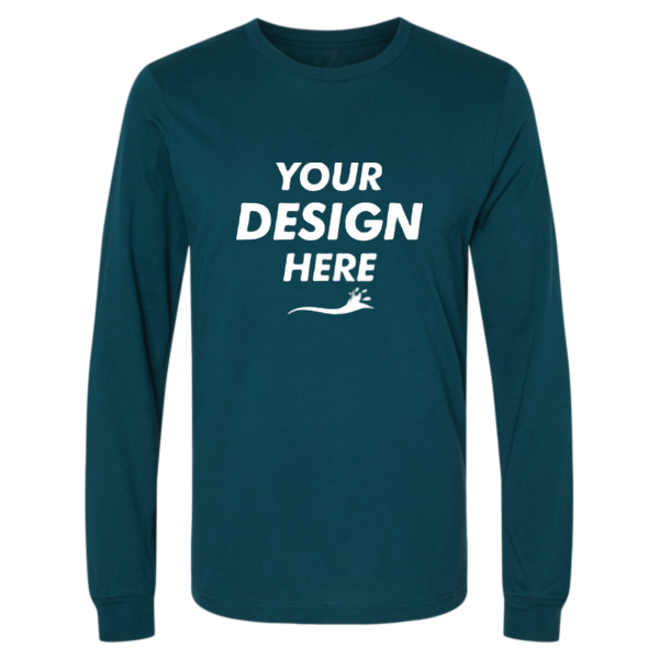 Bella + Canvas Jersey Long Sleeve Tee, Atlantic, Front view, Mockup