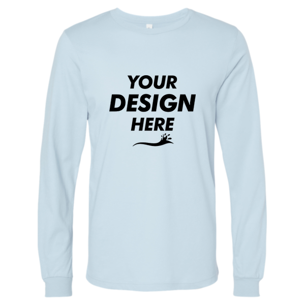 Bella + Canvas Jersey Long Sleeve Tee, Baby Blue, Front view, Mockup
