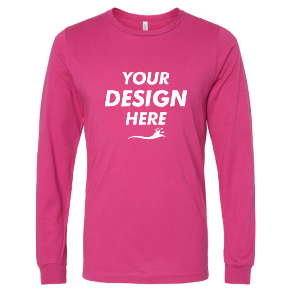 Bella + Canvas Jersey Long Sleeve Tee, Berry, Front view, Mockup