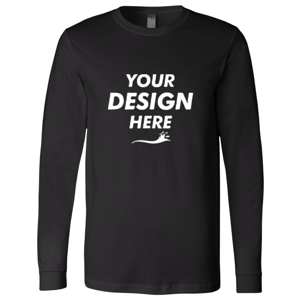 Bella + Canvas Jersey Long Sleeve Tee, Black, Front view, Mockup