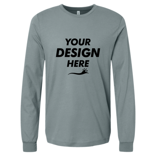 Bella + Canvas Jersey Long Sleeve Tee, Blue Storm, Front view, Mockup