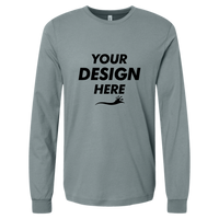 Bella + Canvas Jersey Long Sleeve Tee, Blue Storm, Front view, Mockup