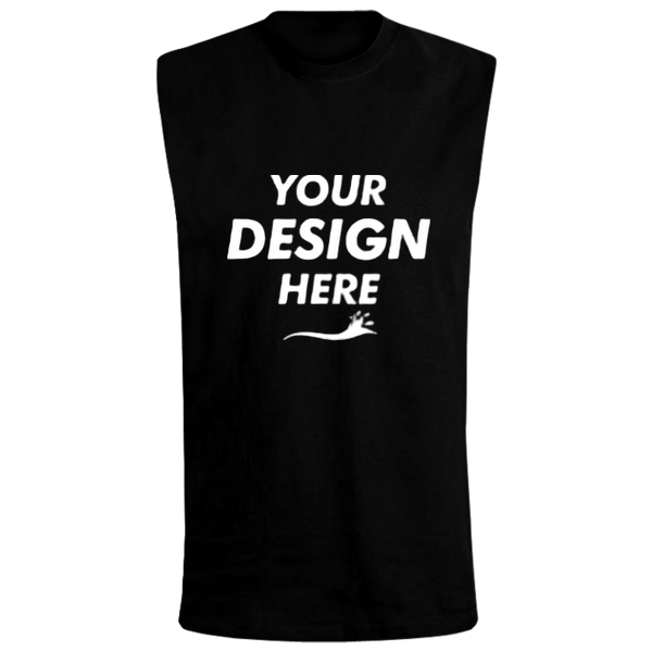 Bella + Canvas Jersey Muscle Tank, Black, Front view, Mockup