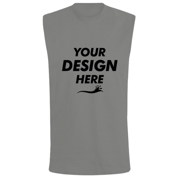 Bella + Canvas Jersey Muscle Tank, Deep Heather, Front view, Mockup