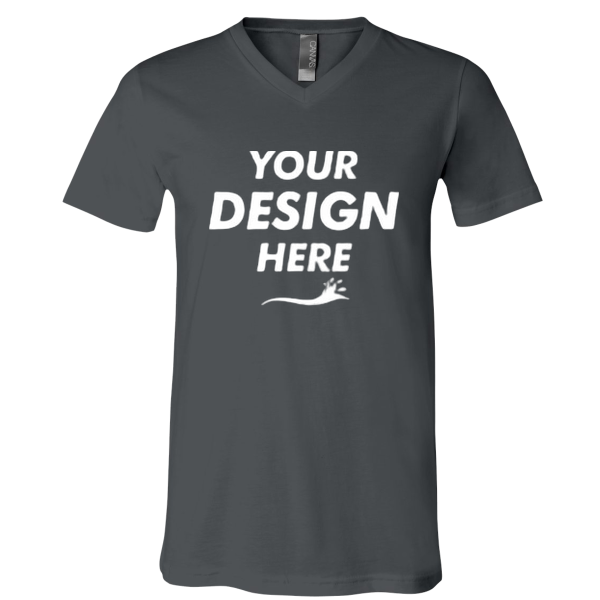 Bella + Canvas Jersey V-Neck Tee, Asphalt, Front view, Mockup