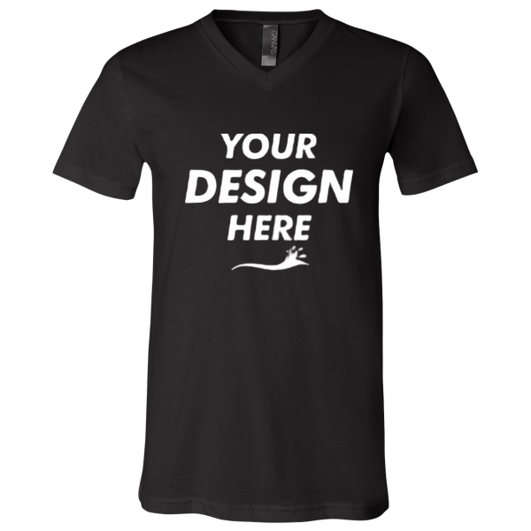 Bella + Canvas Jersey V-Neck Tee, Black, Front view, Mockup