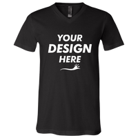 Bella + Canvas Jersey V-Neck Tee, Black, Front view, Mockup