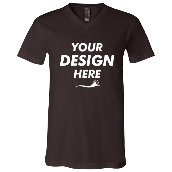 Bella + Canvas Jersey V-Neck Tee, Brown, Front view, Mockup