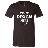 Bella + Canvas Jersey V-Neck Tee, Brown, Front view, Mockup