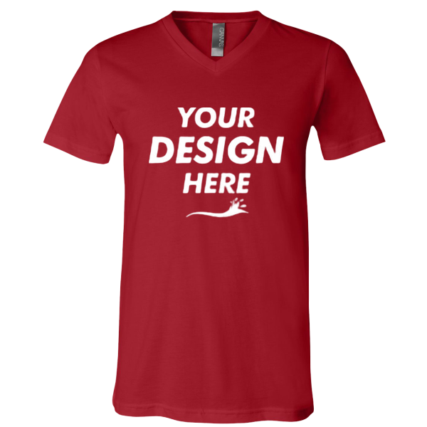 Bella + Canvas Jersey V-Neck Tee, Canvas Red, Front view, Mockup