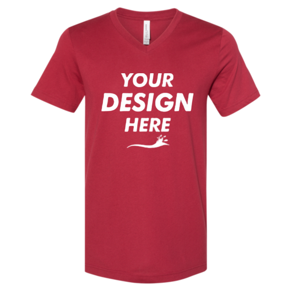 Bella + Canvas Jersey V-Neck Tee, Cardinal, Front view, Mockup