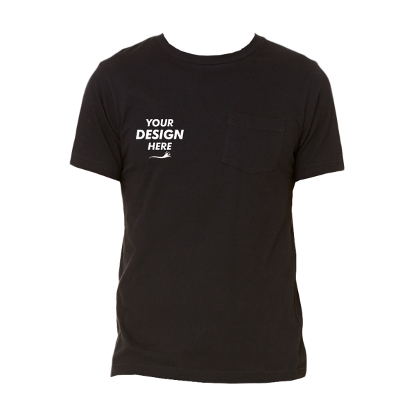 Bella + Canvas Men's Jersey Pocket Tee, Black / Black, Front view, Mockup