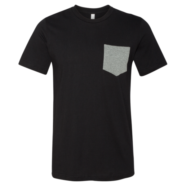Bella + Canvas Men's Jersey Pocket Tee, Black / Deep Heather, Front view