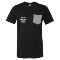 Bella + Canvas Men's Jersey Pocket Tee, Black / Deep Heather, Front view, Mockup