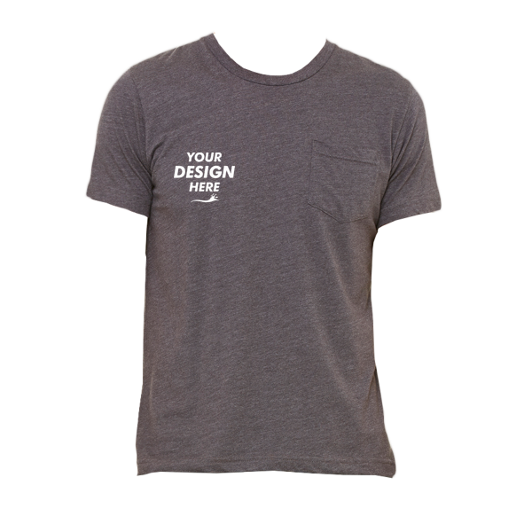 Bella + Canvas Men's Jersey Pocket Tee, Dark Grey Heather / Dark Grey Heather, Front view, Mockup