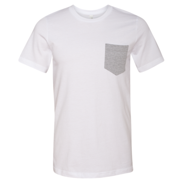 Bella + Canvas Men's Jersey Pocket Tee, White / Athletic Heather, Front view