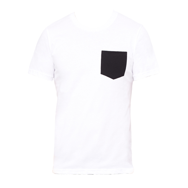 Bella + Canvas Men's Jersey Pocket Tee, White / Black, Front view