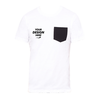 Bella + Canvas Men's Jersey Pocket Tee, White / Black, Front view, Mockup