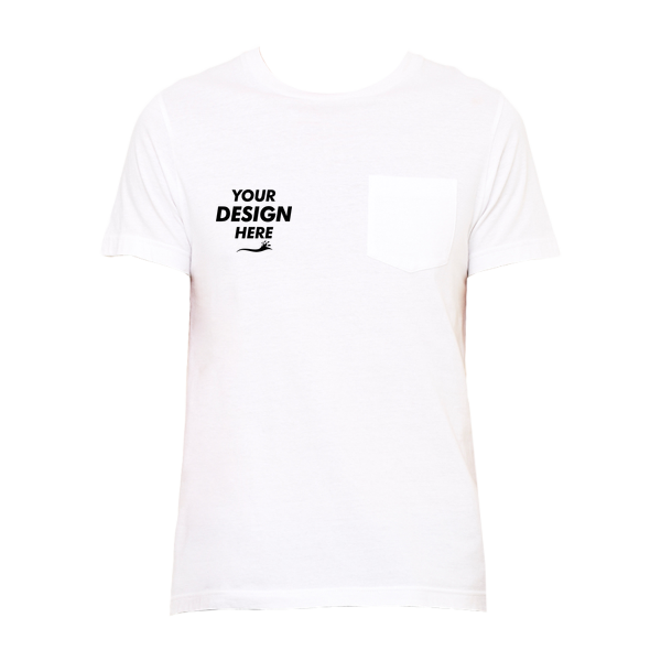 Bella + Canvas Men's Jersey Pocket Tee, White / White, Front view, Mockup