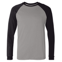 Bella + Canvas Men's Long Sleeve Jersey Baseball Tee, Deep Heather / Black, Front view