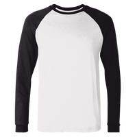 Bella + Canvas Men's Long Sleeve Jersey Baseball Tee, White / Black, Front view