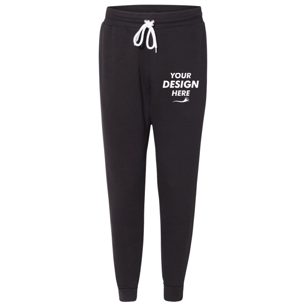 Bella + Canvas Sponge Fleece Jogger Sweatpants, Black, Front view, Mockup