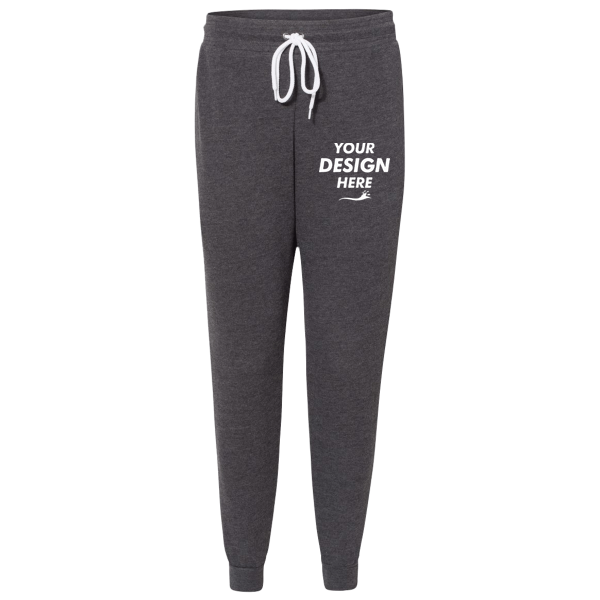 Bella + Canvas Sponge Fleece Jogger Sweatpants, Dark Grey Heather, Front view, Mockup