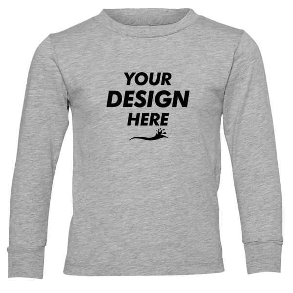 Bella + Canvas Toddler Jersey Long Sleeve Tee, Athletic Heather, Front view, Mockup