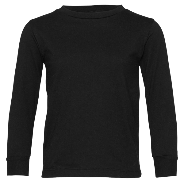 Bella + Canvas Toddler Jersey Long Sleeve Tee, Black, Front view
