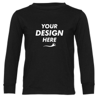 Bella + Canvas Toddler Jersey Long Sleeve Tee, Black, Front view, Mockup