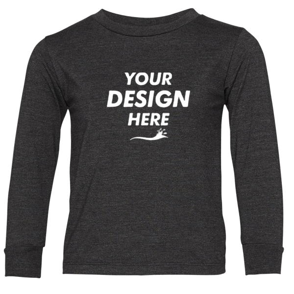 Bella + Canvas Toddler Jersey Long Sleeve Tee, Dark Grey Heather, Front view, Mockup