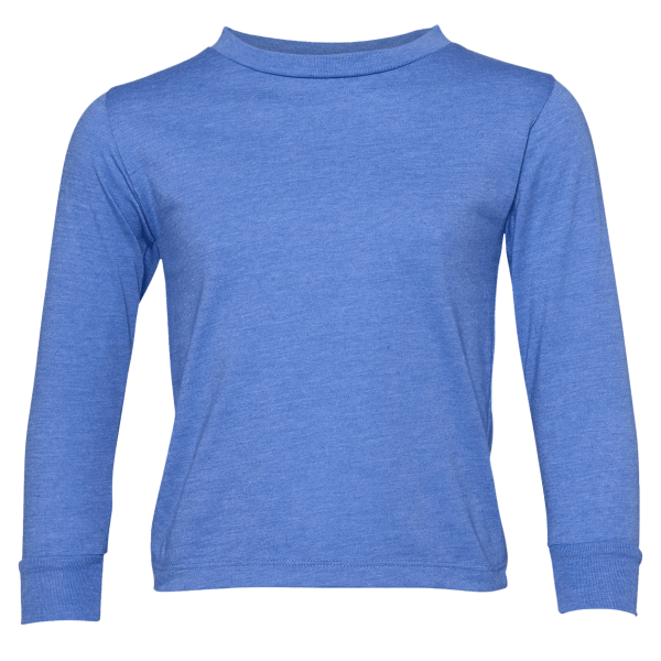 Bella + Canvas Toddler Jersey Long Sleeve Tee, Heather Columbia Blue, Front view