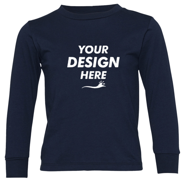 Bella + Canvas Toddler Jersey Long Sleeve Tee, Navy, Front view, Mockup