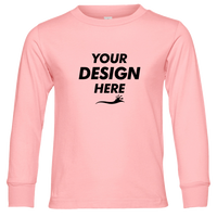 Bella + Canvas Toddler Jersey Long Sleeve Tee, Pink, Front view, Mockup