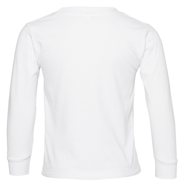 Bella + Canvas Toddler Jersey Long Sleeve Tee, White, Back view