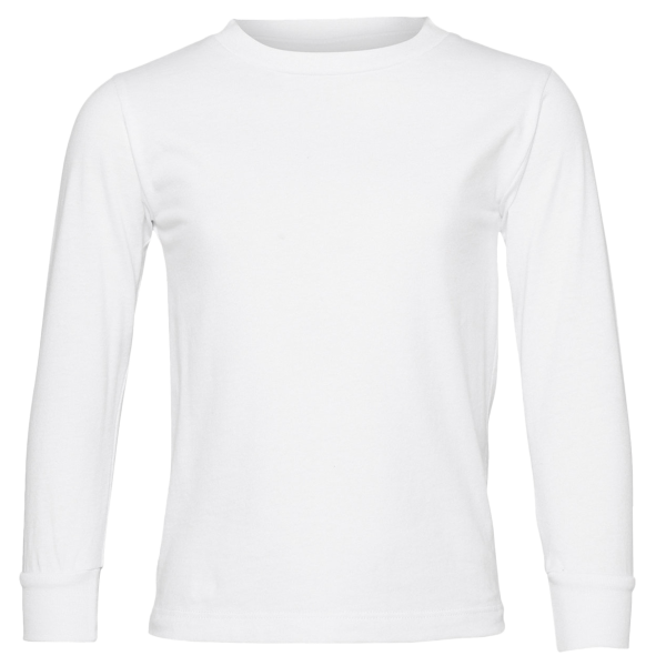 Bella + Canvas Toddler Jersey Long Sleeve Tee, White, Front view
