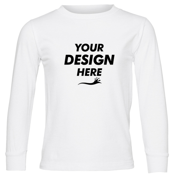 Bella + Canvas Toddler Jersey Long Sleeve Tee, White, Front view, Mockup